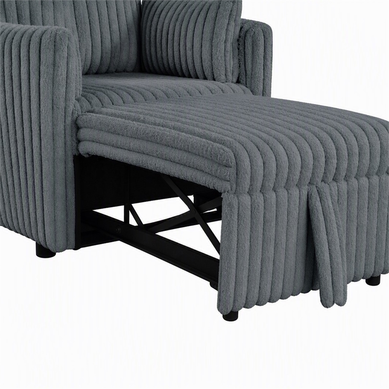 Bowery Hill Modular Fabric Chair with Pull-Out Function in Dark Gray