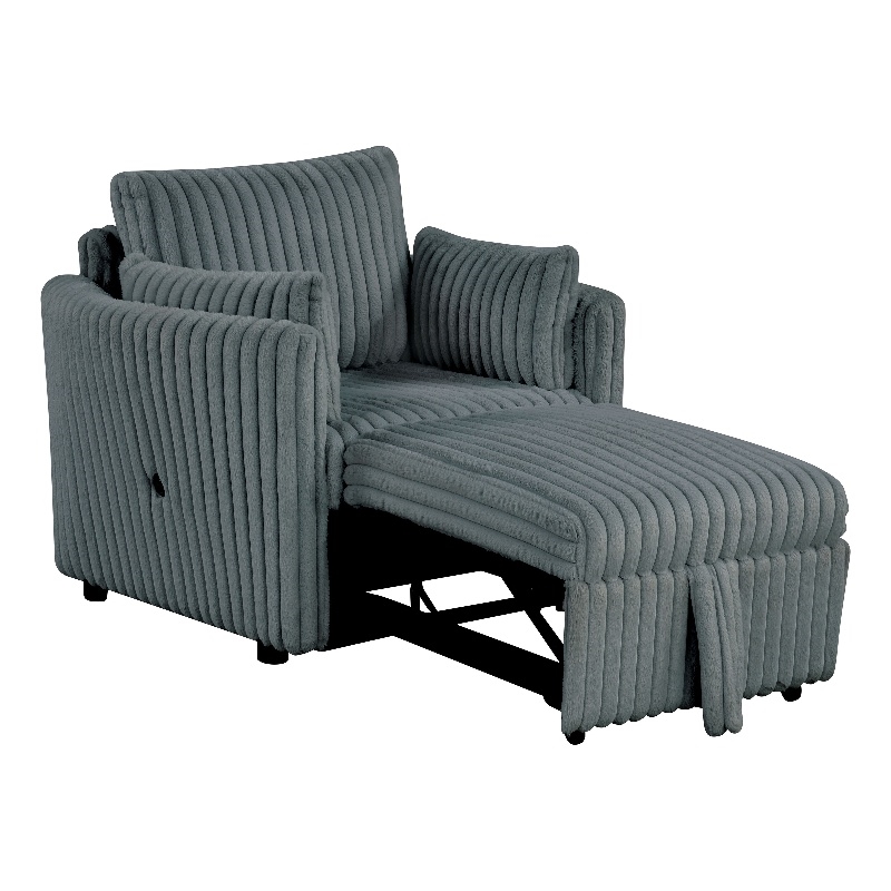 Bowery Hill Modular Fabric Chair with Pull-Out Function in Dark Gray