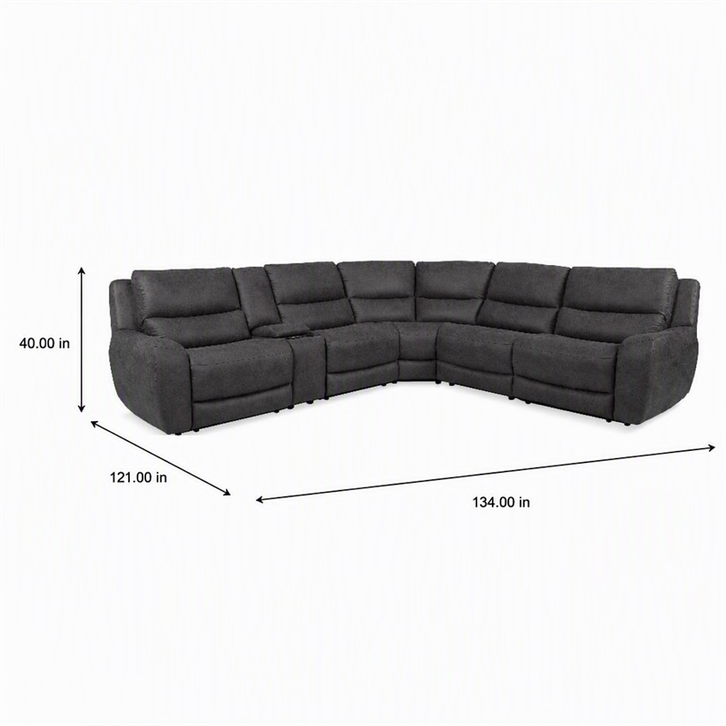 Bowery Hill L-Shaped Power Reclining Sectional with USB Ports in Gray