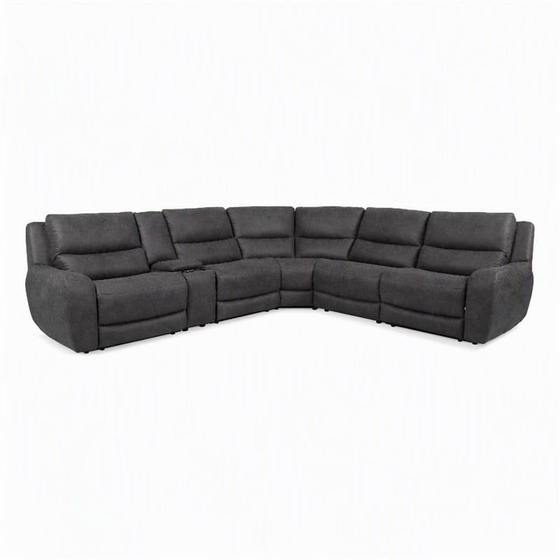 Bowery Hill L-Shaped Power Reclining Sectional with USB Ports in Gray