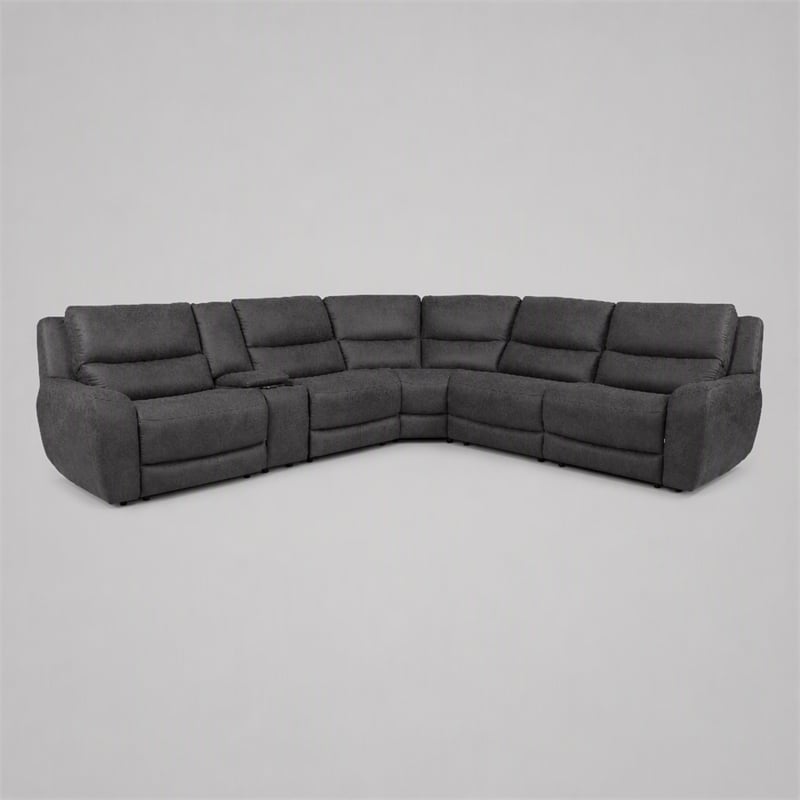 Bowery Hill L-Shaped Power Reclining Sectional with USB Ports in Gray