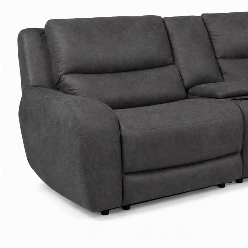 Bowery Hill L-Shaped Power Reclining Sectional with USB Ports in Gray