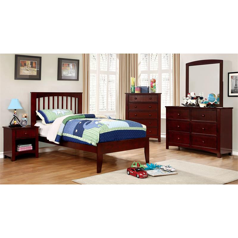 Bowery Hill Solid Wood 6-Drawer Double Dresser in Cherry Finish