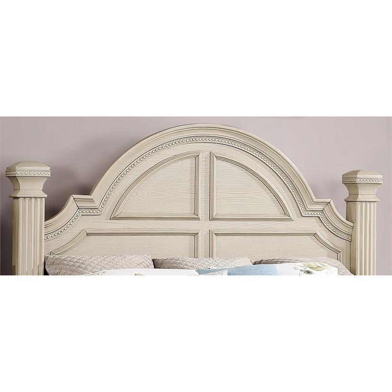 Bowery Hill Traditional Solid Wood Queen Panel Bed in Antique White