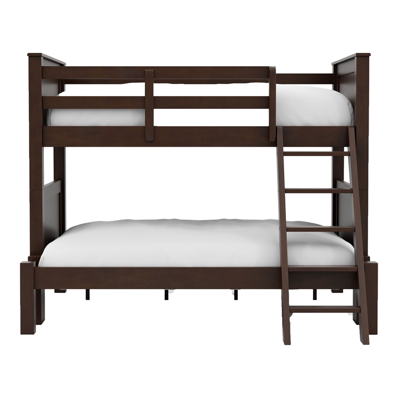 Bowery Hill Transitional Twin Over Full Bunk Bed in Walnut Finish