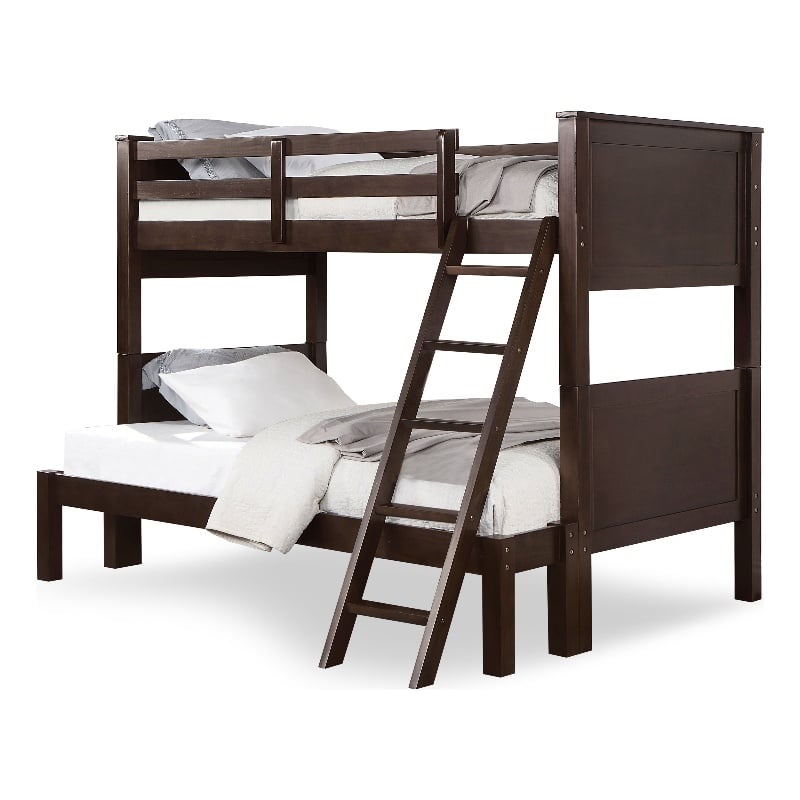 Bowery Hill Transitional Twin Over Full Bunk Bed in Walnut Finish