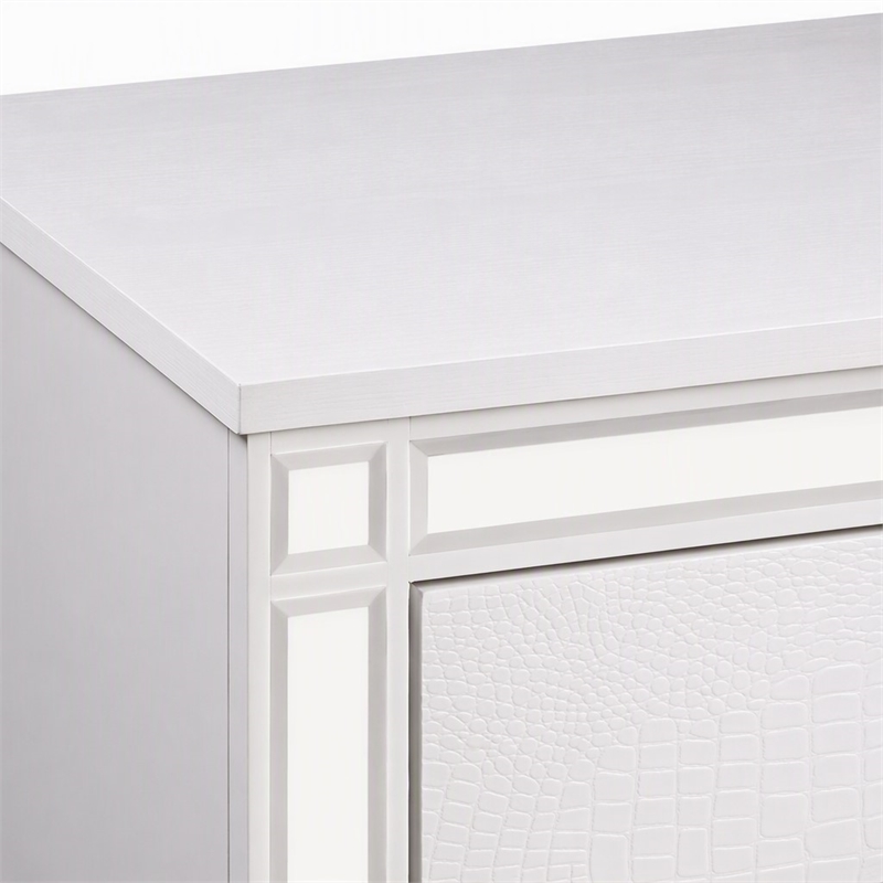 Bowery Hill 2-Drawer Solid Wood Nightstand in White with Mirror Trim