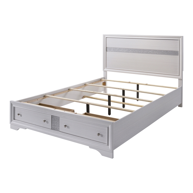 Bowery Hill Full Solid Wood Bed with Storage Drawers in White
