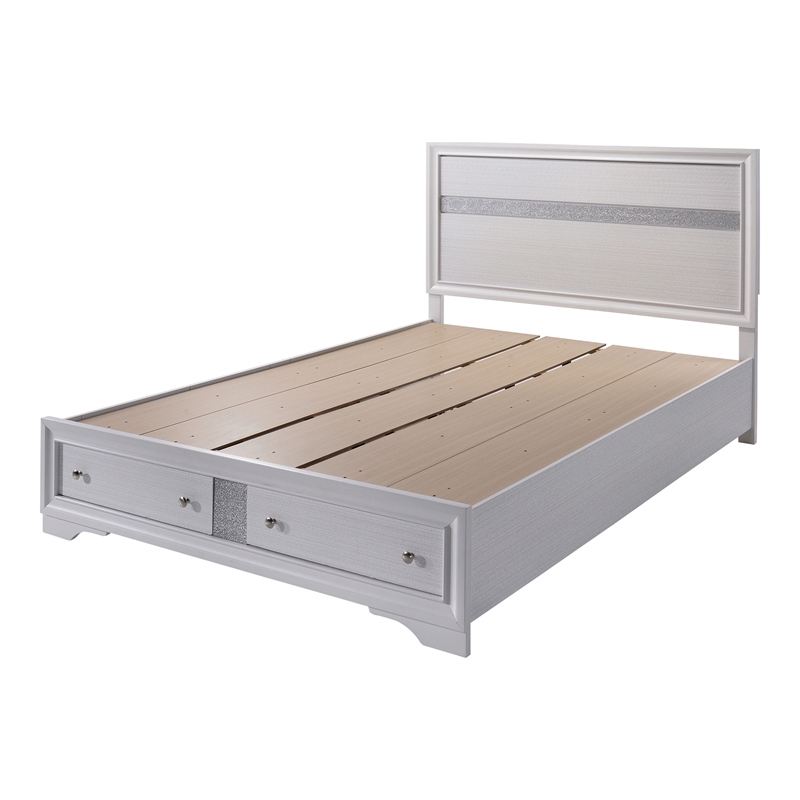 Bowery Hill Full Solid Wood Bed with Storage Drawers in White