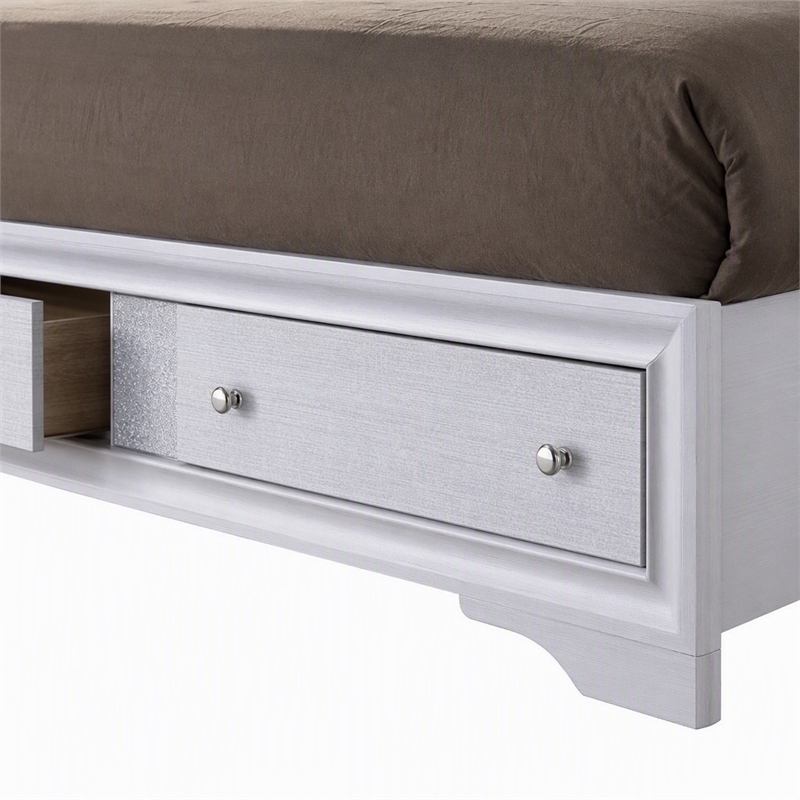 Bowery Hill Full Solid Wood Bed with Storage Drawers in White