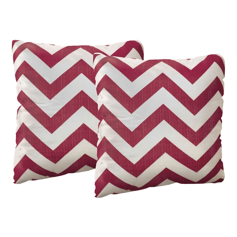 Bowery Hill Fabric Chevron Throw Pillows Set of 2 in Red Pattern
