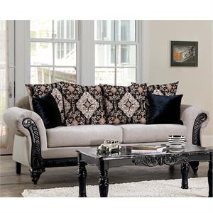 Bowery Hill Traditional Chenille Upholstered Sofa with Wood Legs in Light Brown