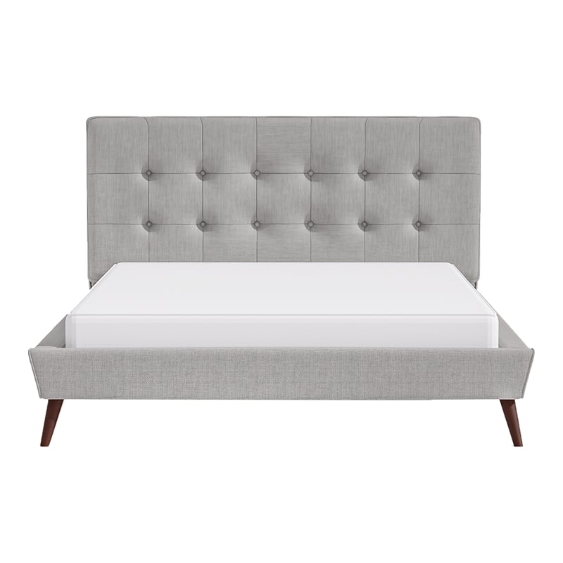 Bowery Hill Mid-century Modern Fabric Tufted Queen Bed in Gray