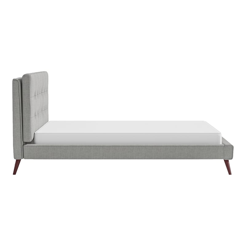 Bowery Hill Mid-century Modern Fabric Tufted Queen Bed in Gray