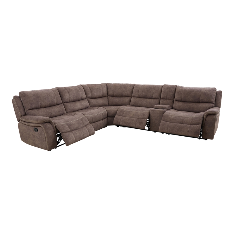 Bowery Hill Dark Brown Manual Reclining Sectional with USB Console
