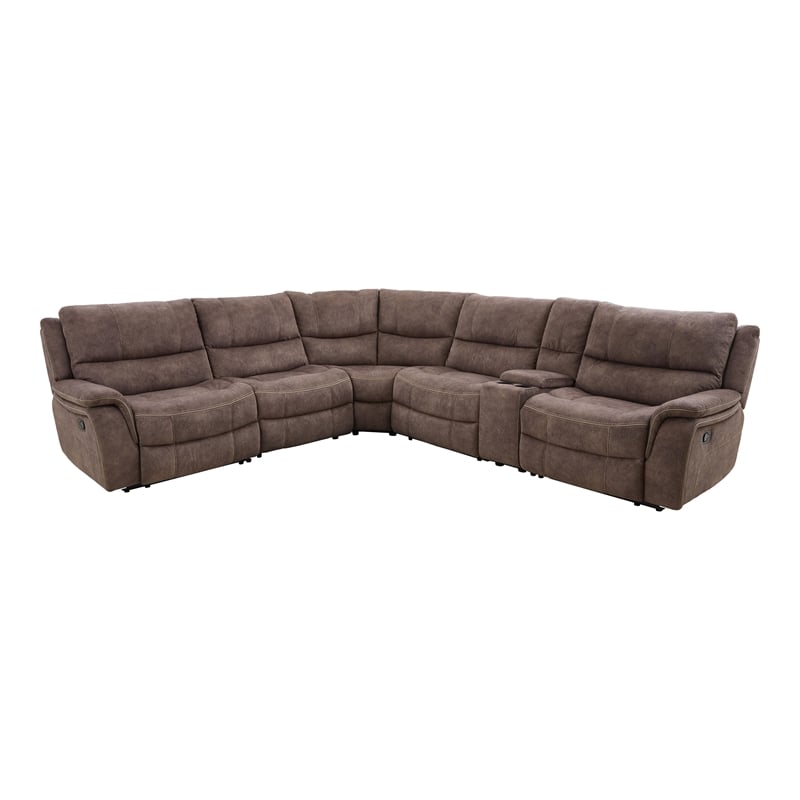 Bowery Hill Dark Brown Manual Reclining Sectional with USB Console