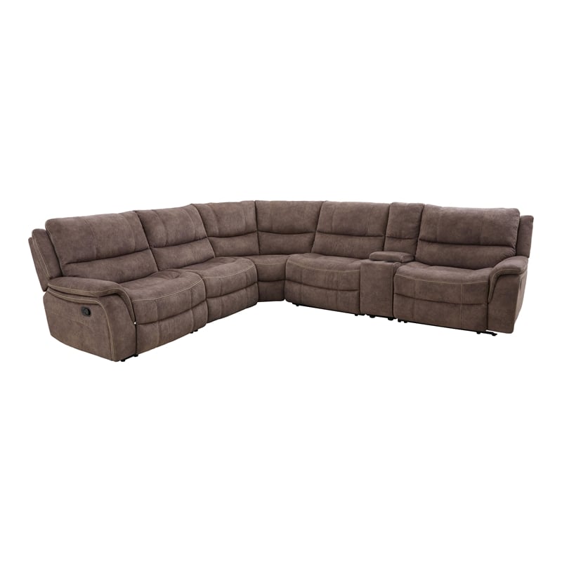 Bowery Hill Dark Brown Manual Reclining Sectional with USB Console