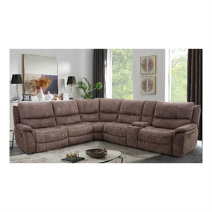 Bowery Hill Dark Brown Manual Reclining Sectional with USB Console