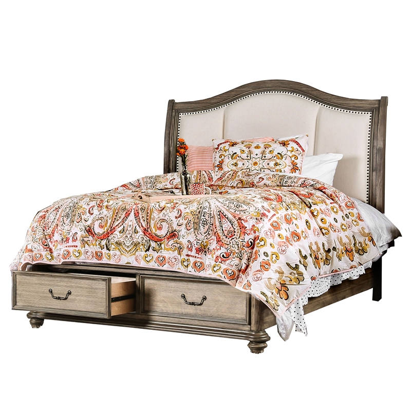 Bowery Hill Queen Storage Bed in Rustic Natural Wood Tone