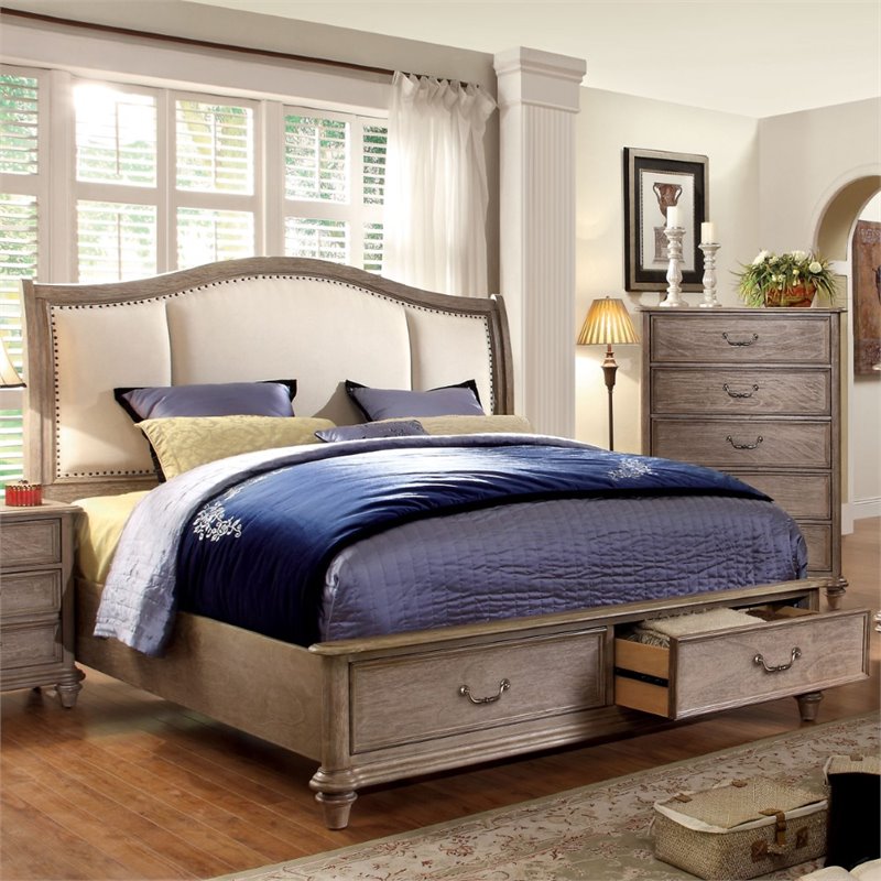 Bowery Hill Queen Storage Bed in Rustic Natural Wood Tone