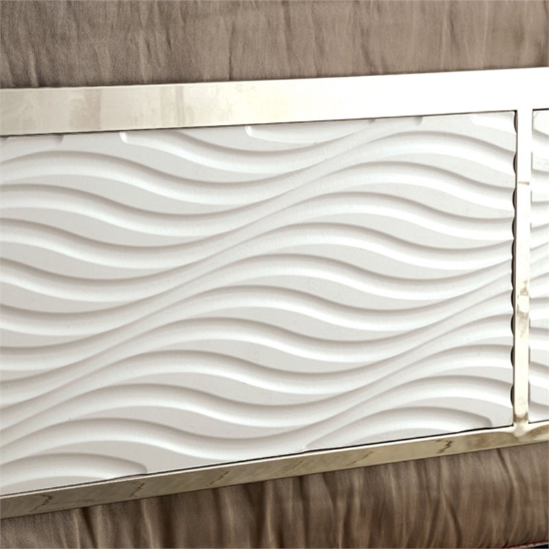 Bowery Hill Full/Queen Faux Leather Spindle Headboard in White