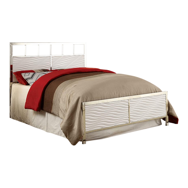 Bowery Hill Full/Queen Faux Leather Spindle Headboard in White