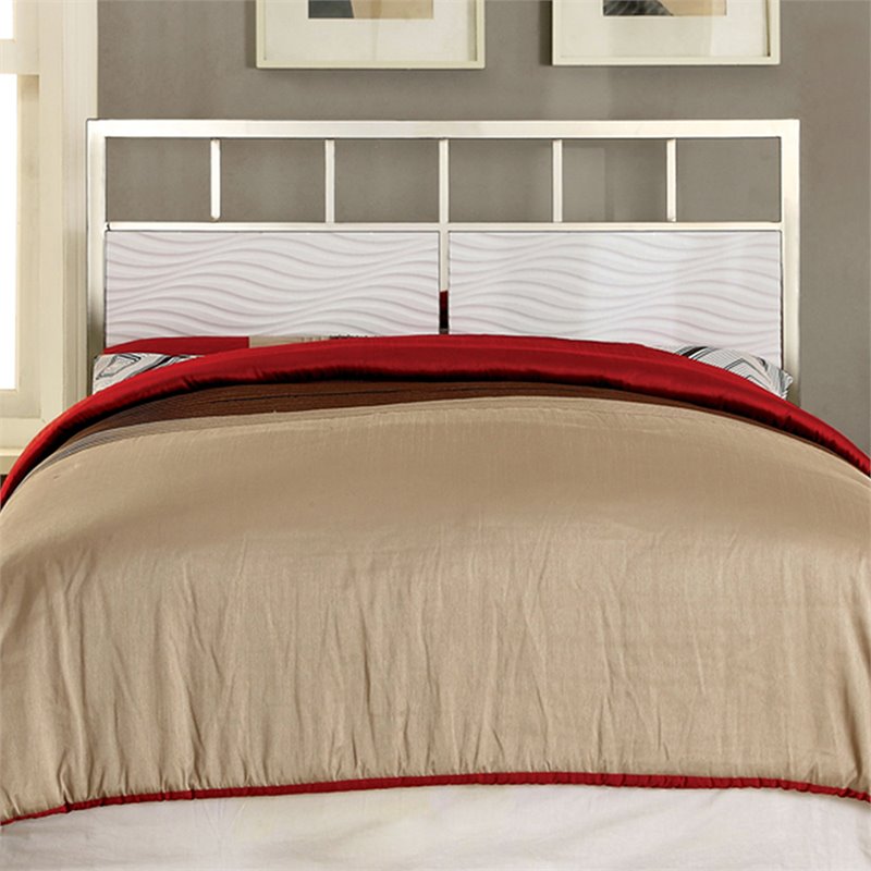 Bowery Hill Full/Queen Faux Leather Spindle Headboard in White