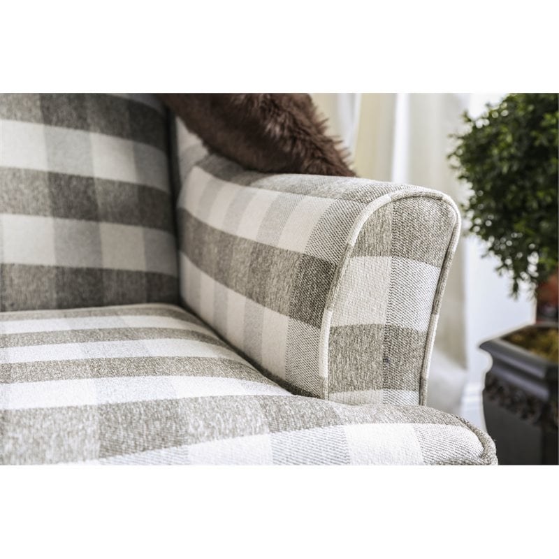 Bowery Hill Transitional Fabric Accent Chair in Light Gray