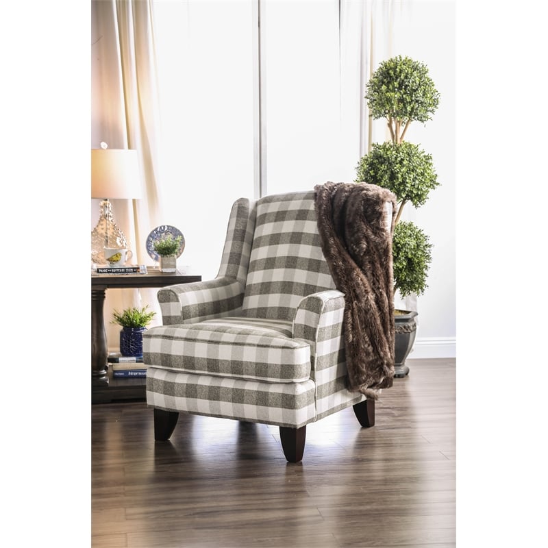 Bowery Hill Transitional Fabric Accent Chair in Light Gray