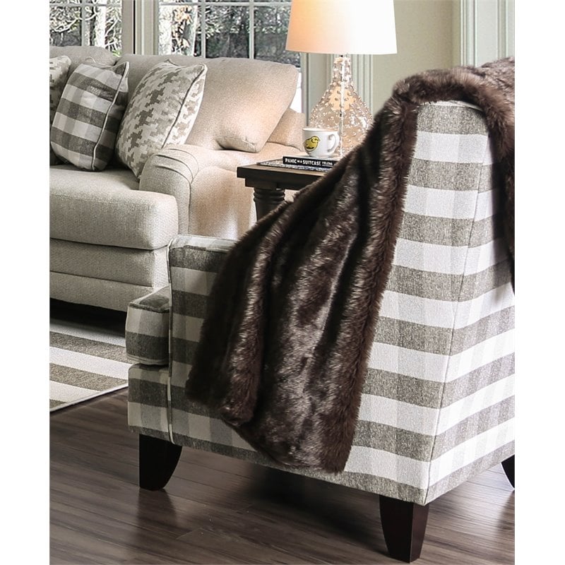 Bowery Hill Transitional Fabric Accent Chair in Light Gray