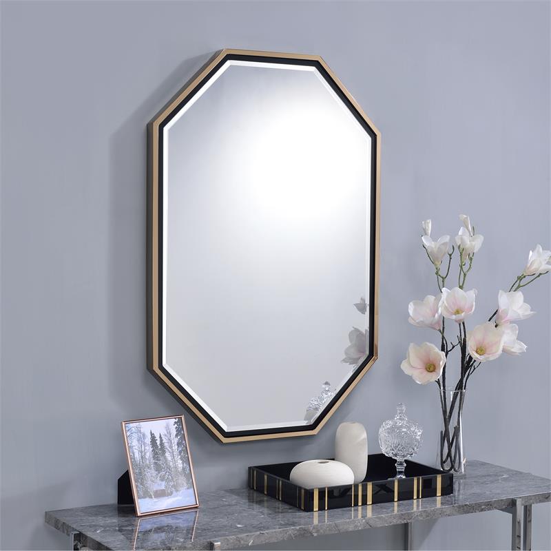 Bowery Hill Octagon Metal Wall Mirror in Champagne Gold