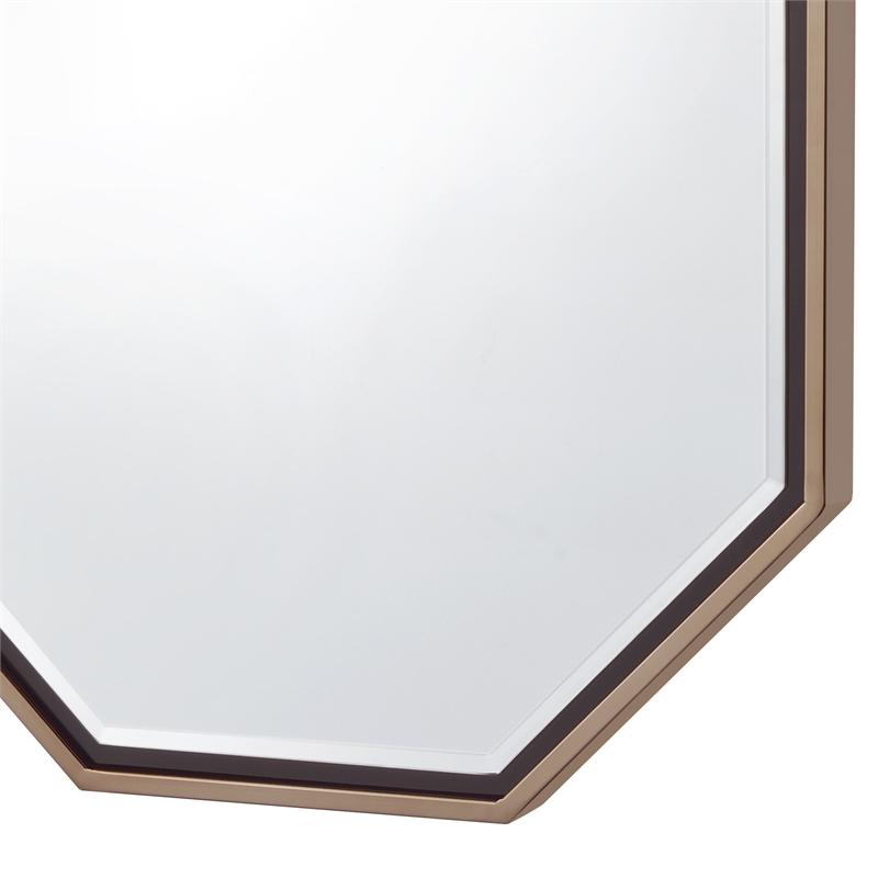 Bowery Hill Octagon Metal Wall Mirror in Champagne Gold