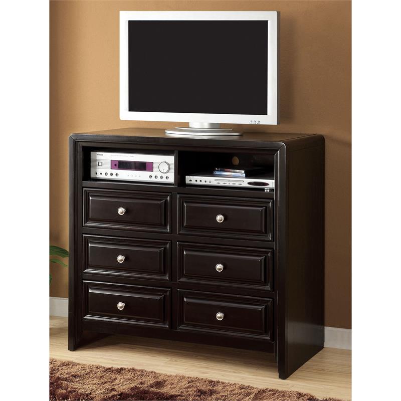 Bowery Hill 6-Drawer Solid Wood Media Chest in Espresso