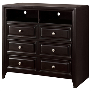 Bowery Hill 6-Drawer Solid Wood Media Chest in Espresso