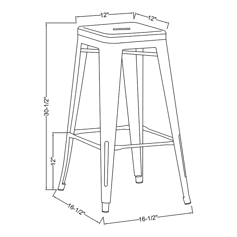 Bowery Hill Metal Bar Stool Set of 2 with White Finish 30 in Height