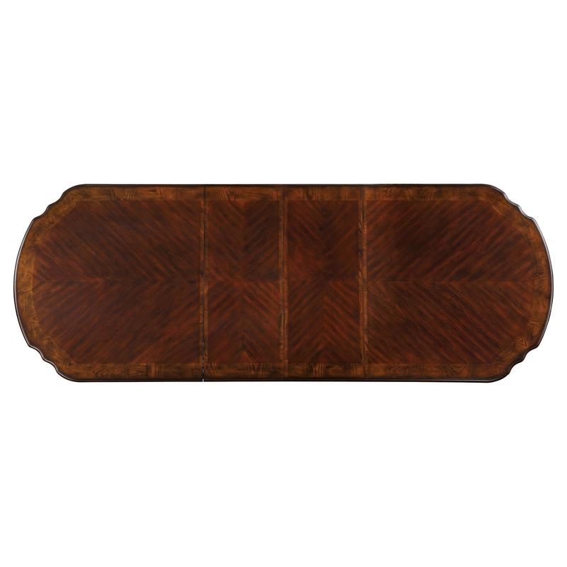 Bowery Hill Traditional Wood Dining Table in Brown Cherry with Carved Accents