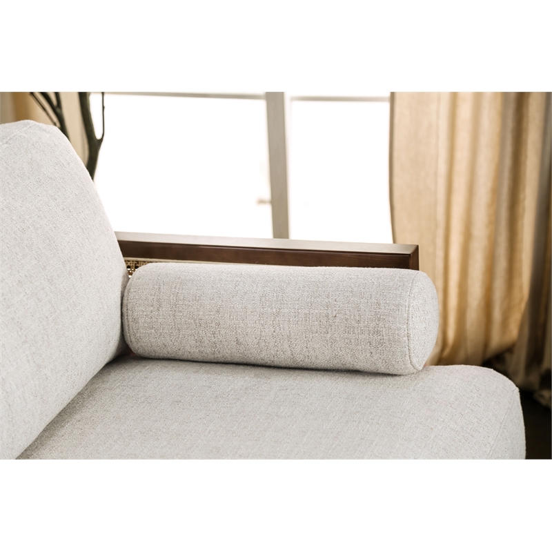 Bowery Hill Solid Wood Accent Chair in Walnut with Beige Upholstery