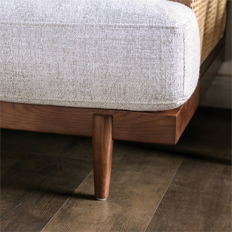 Bowery Hill Solid Wood Accent Chair in Walnut with Beige Upholstery