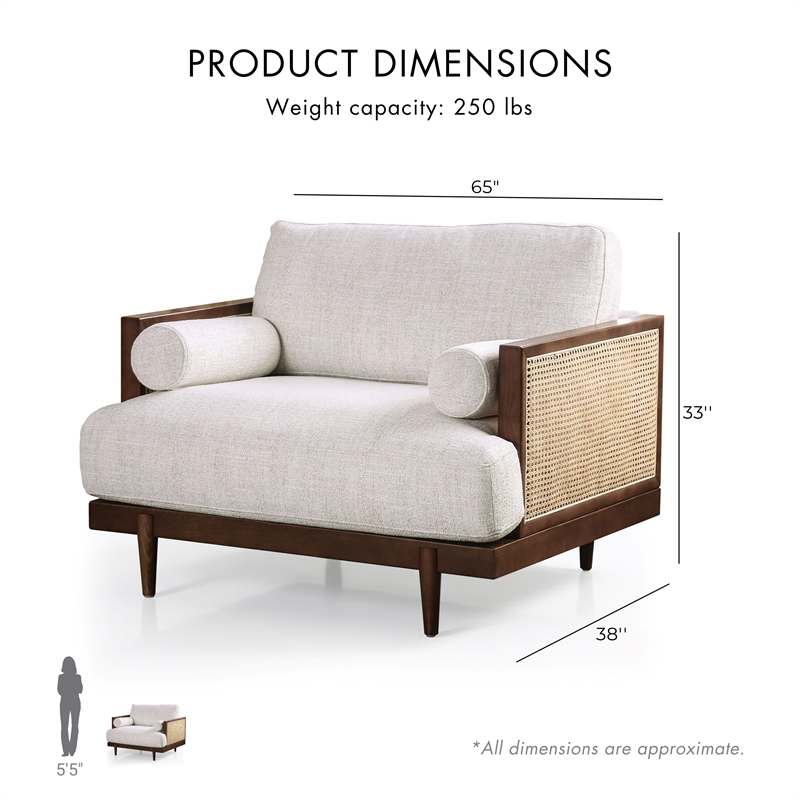 Bowery Hill Solid Wood Accent Chair in Walnut with Beige Upholstery