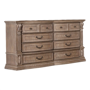 Bowery Hill 8-Drawer Transitional Wood Dresser in Weathered Oak