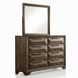 Bowery Hill 2-Piece 8-Drawer Solid Wood Dresser and Mirror Set in Espresso
