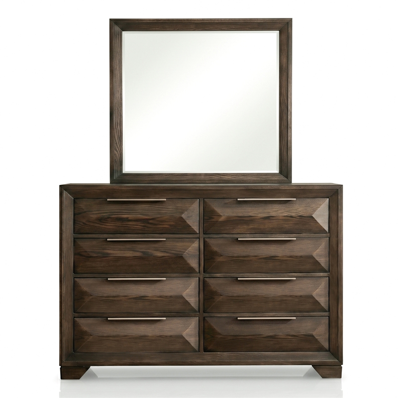 Bowery Hill 2-Piece 8-Drawer Solid Wood Dresser and Mirror Set in Espresso
