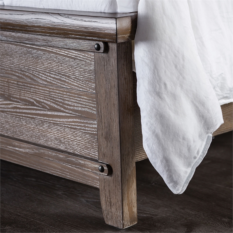 Bowery Hill Queen Panel Bed with Arched Headboard in Brown