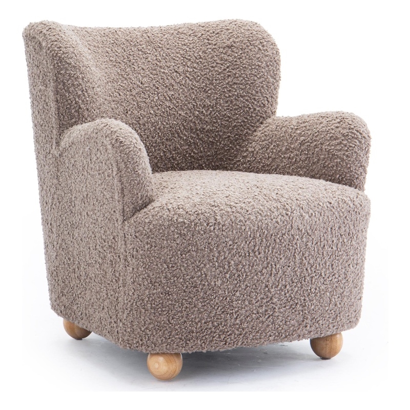 Bowery Hill Fabric Curved Backrest Accent Chair in Light Brown