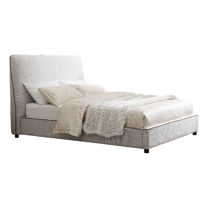 Bowery Hill Fabric Upholstered Queen Platform Bed in Oat Brown