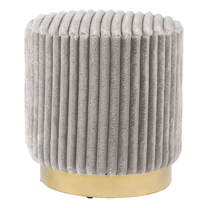 Bowery Hill Fabric Upholstered Round Plinth Base Stool in Gray