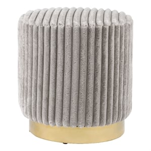 Bowery Hill Fabric Upholstered Round Plinth Base Stool in Gray