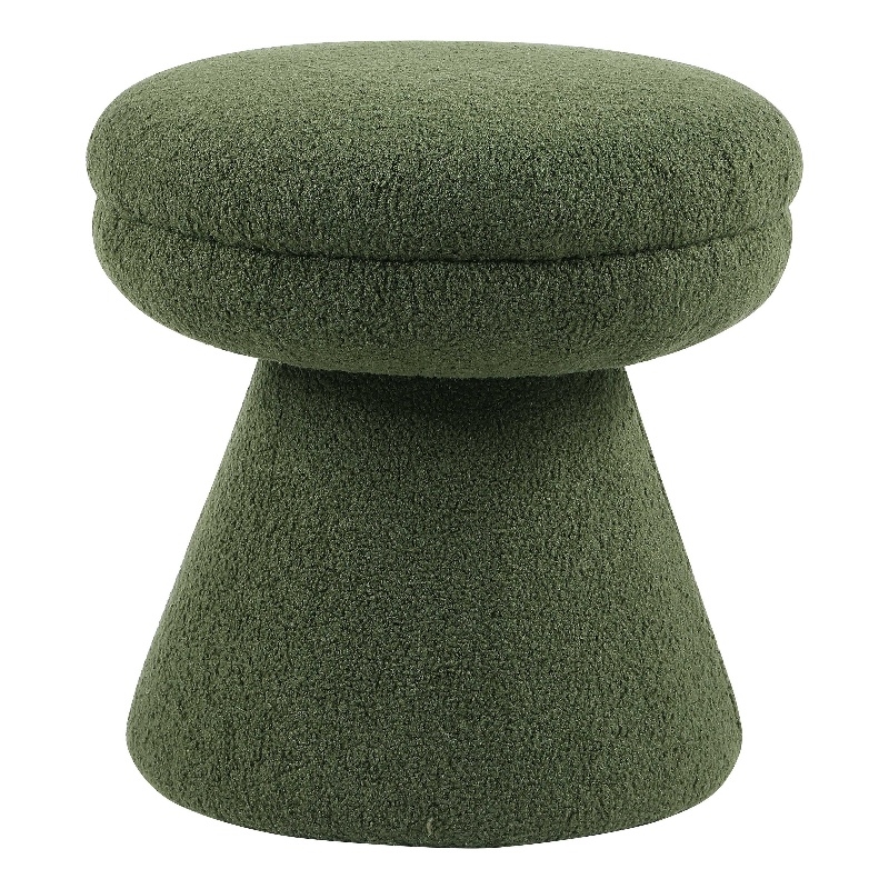 Bowery Hill Fabric Upholstered Round Mushroom-Shaped Stool in Green