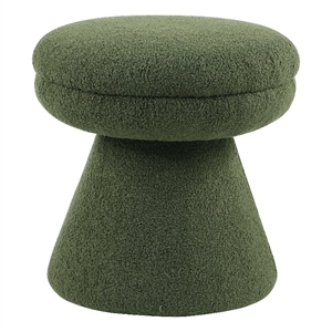 Bowery Hill Fabric Upholstered Round Mushroom-Shaped Stool in Green