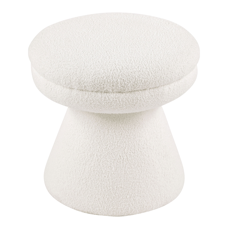 Bowery Hill Mushroom Stool with Teddy Upholstery in Beige for Modern Spaces